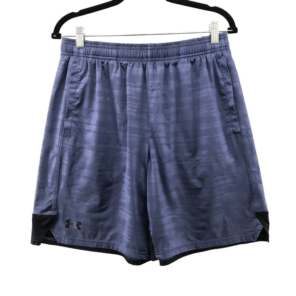 Under Armour Basketball‎ Shorts Mens L Active Blue Heatgear Loose Gym 8" Inseam